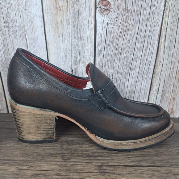 Freebird Bristol Brown Leather Chunky Heel Slip On Loafer Women's Sz 10 (VGC) - Picture 7 of 13